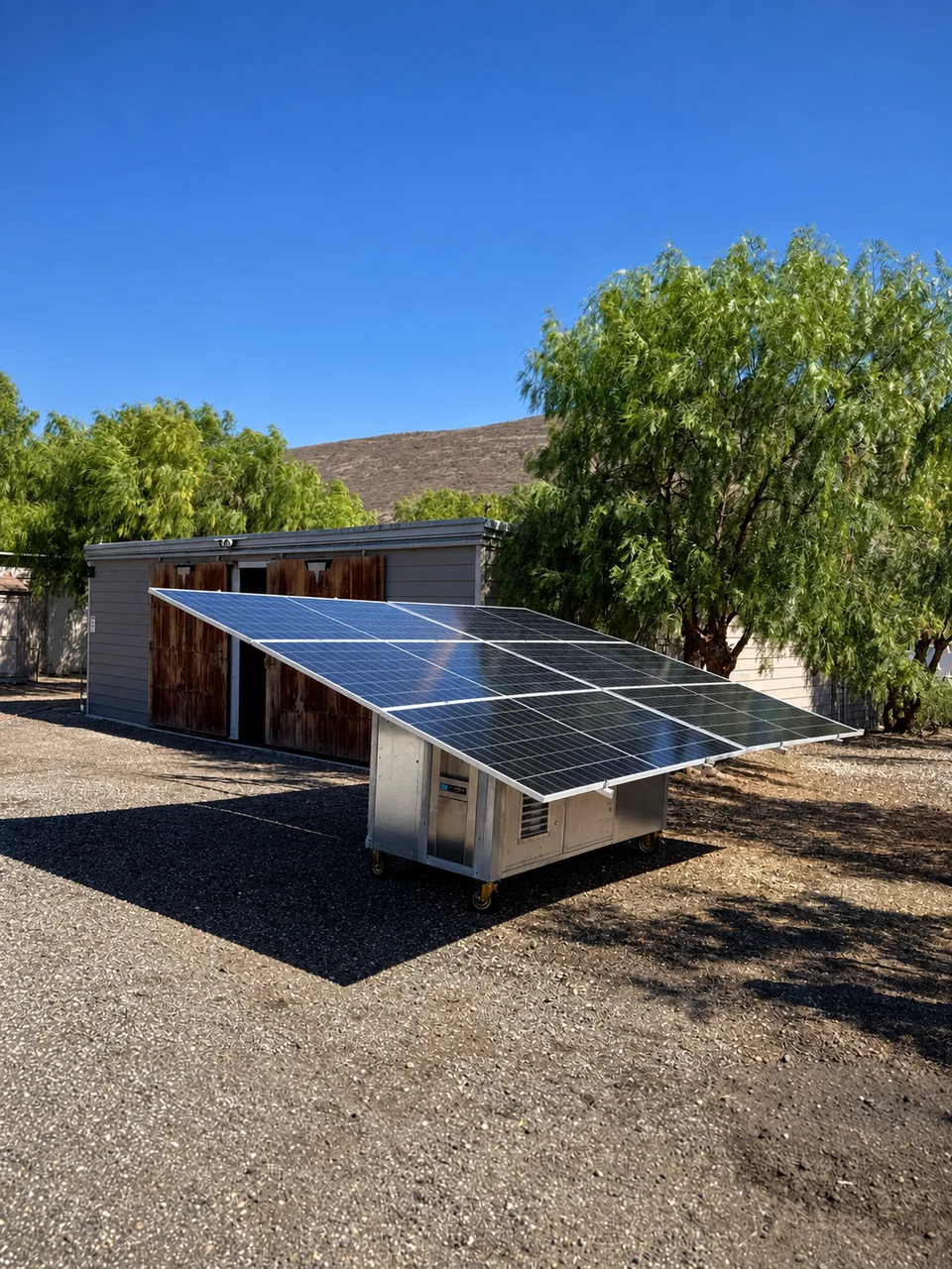 Solar-powered Disaster Relief Unit installation running fully off grid