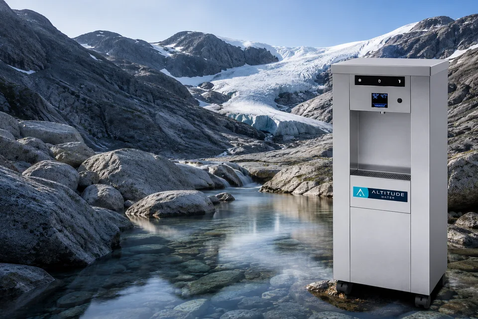 Altitude Water product in mountain landscape